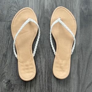 EUC White Braided Flip Flop Sandals